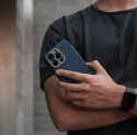 Skórzana obudowa SANDMARC do telefonu iPhone (granatowa)